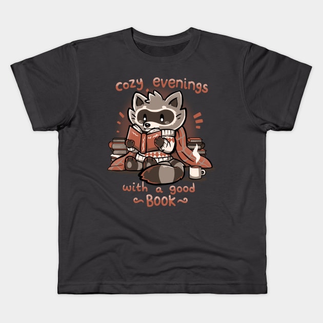 Cozy Evenings with a Good Book Kids T-Shirt by TechraNova